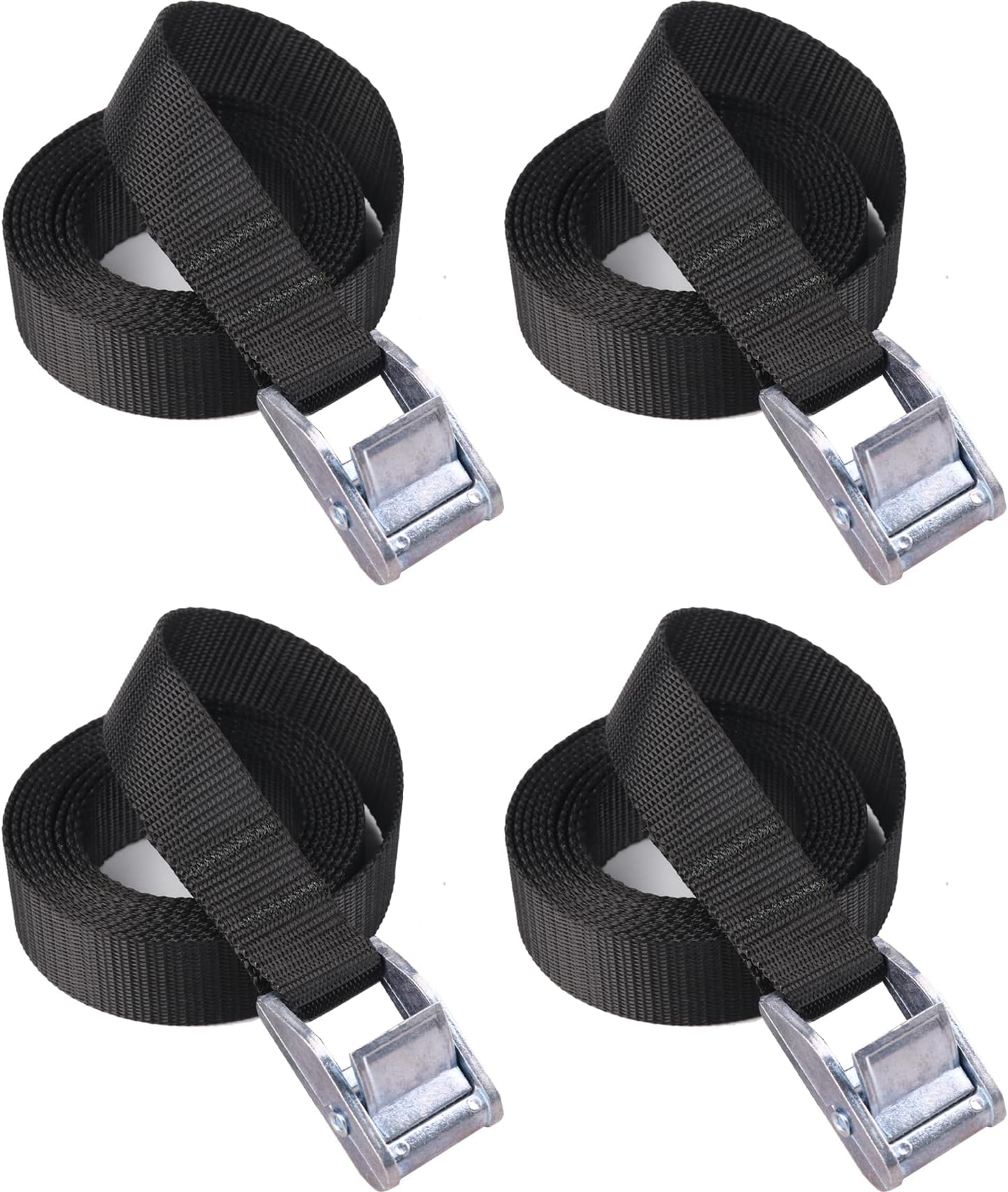 MAGARROW Sturdy Lashing Straps Tie Down Strap with Heavy Duty Cam Lock Buckle (4 Feet, White Buckle/Black Strap)
