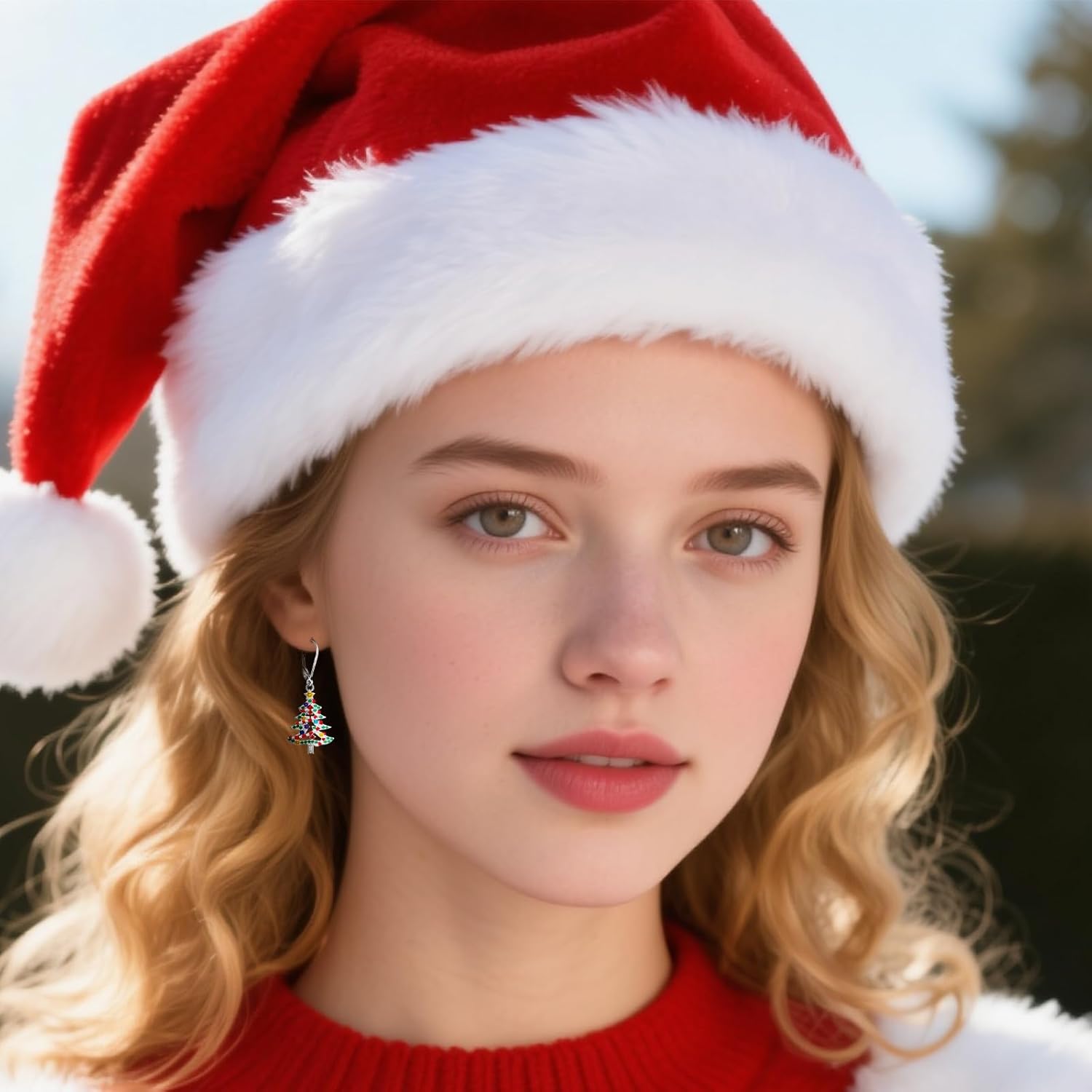 Christmas Tree Earrings for Women S925 Sterling Silver Christmas Tree Earrings Dangle Leverback XMAS Gifts Holiday Jewelry - Image 2