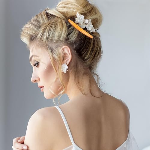 Vista 12 de Chuangdi 12 piezas de peine giratorio de pelo lateral francés, peine decorativo de plástico para mujer, accesorios con dientes, clips laterales 23