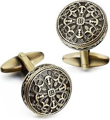 HAWSON Cufflinks and Studs for Men-Fashion Men Vintage Enamel Carbon Fiber Tuxedo Shirt Cufflinks and Studs Set for Regular Wedding Business Accessories