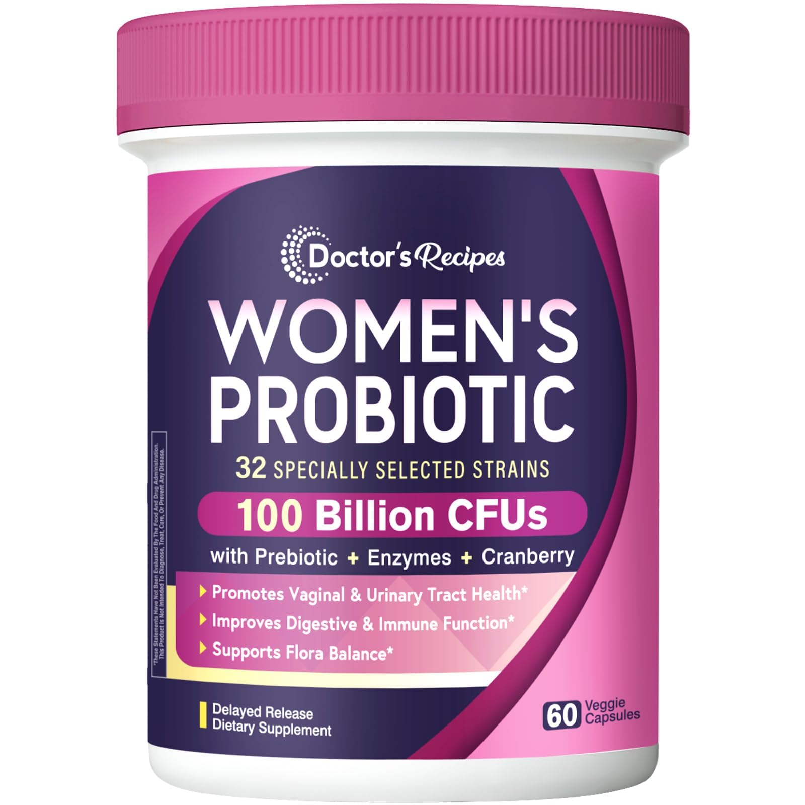 Doctor's Recipes Probiotics for Women, 100 Billion CFU 32 Strains, 60 Caps 60 Count (Pack of 1)