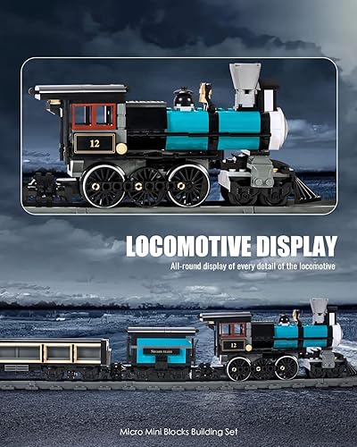 Miniatura 4 de dOvOb TH10 Kit de construcción de tren de vapor con pista de tren, locomotora de vapor coleccionable, juguetes de ingeniería para niños y adultos