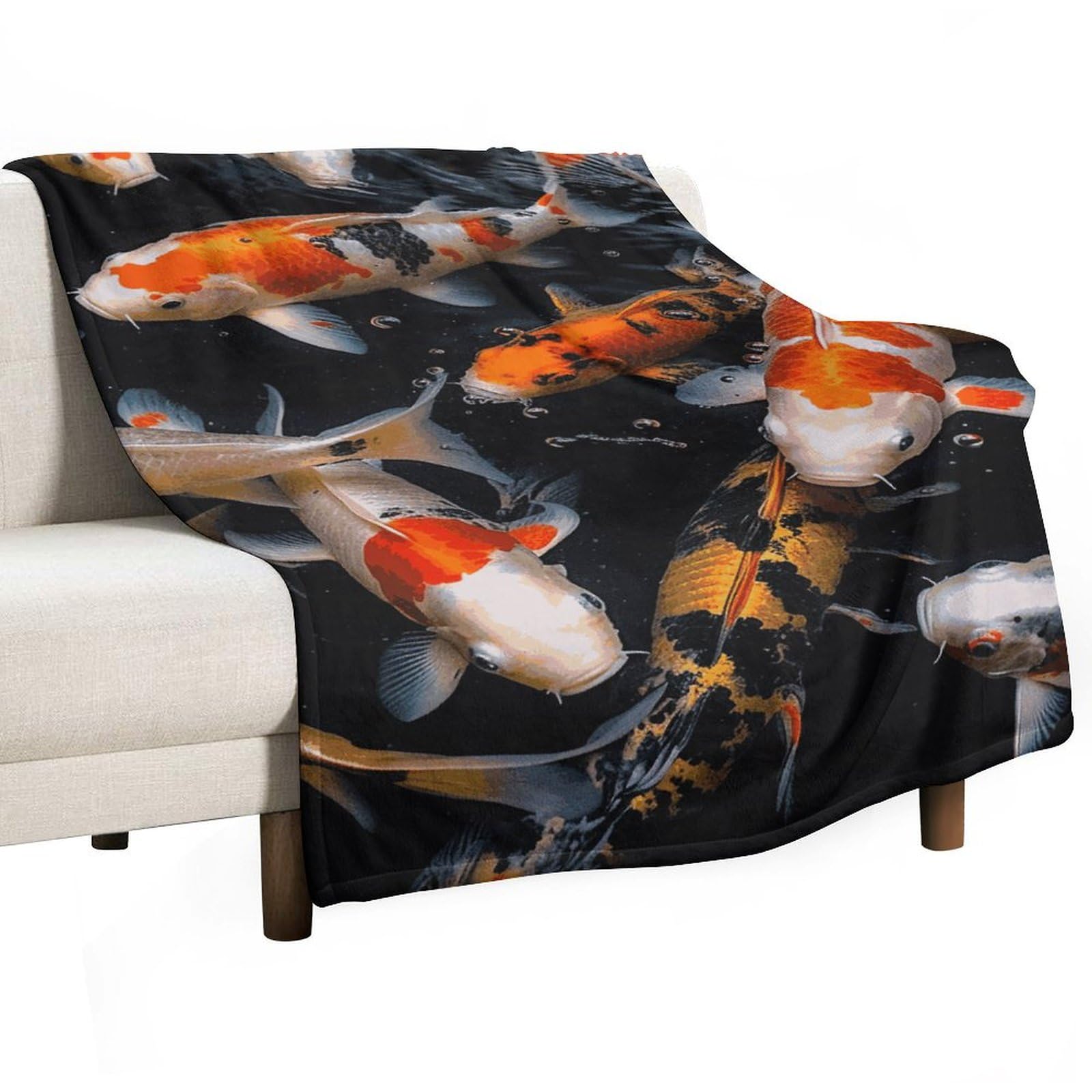 Couverture polaire douce plaid flanelle motif japonais pour toutes saisons