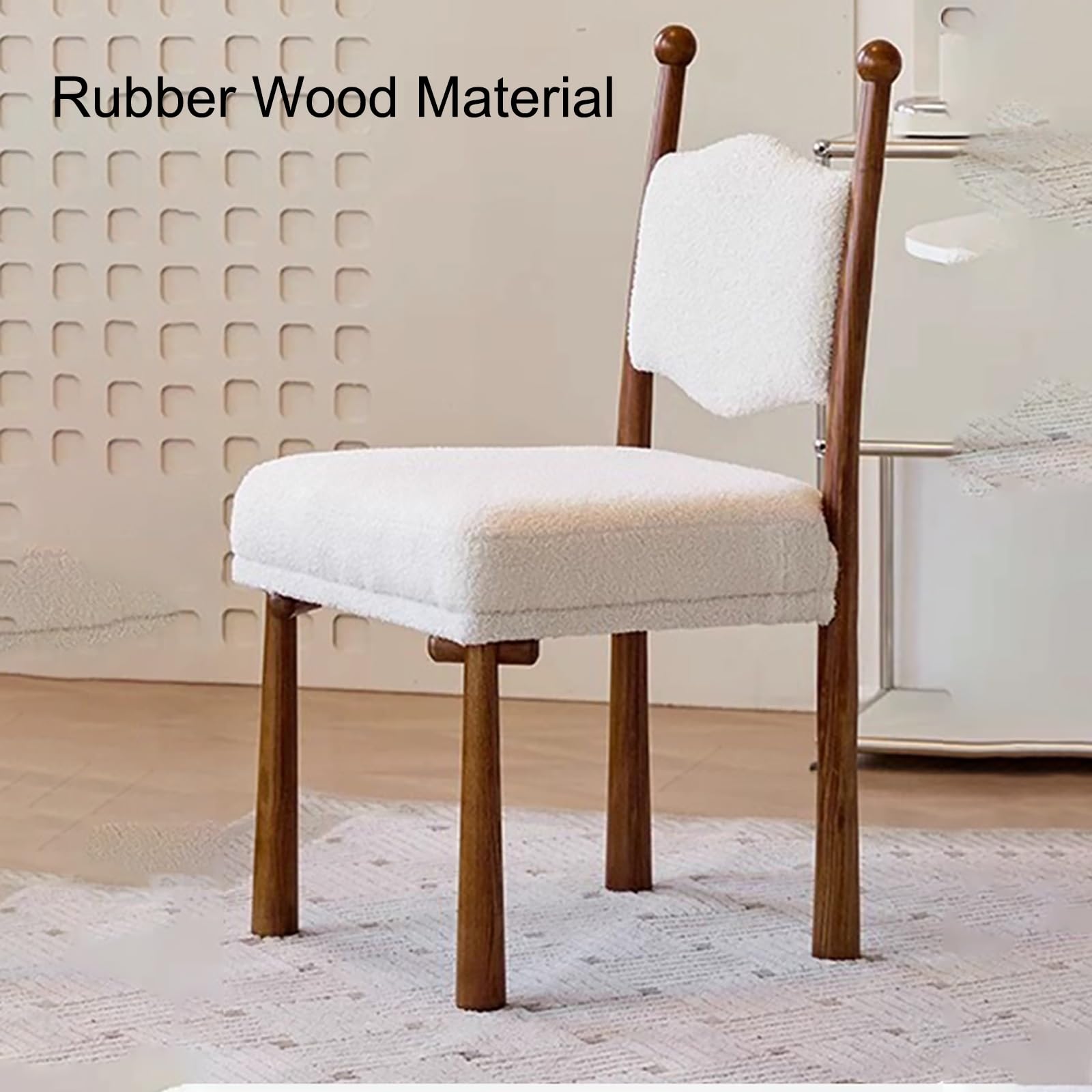 Slish Chaise de salle à manger rembourrée en bois massif pour chambre à coucher et bureau à domicile avec pieds en bois blanc – Parfait pour la salle à manger et la décoration moderne
