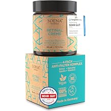 Organic Retinol Cream High Dose + Power Active Ingredients - Hyaluron Bakuchiol Vitamin C E   Retinal Cream Face by Soena - Moisturizing Cream   Against Wrinkles Acne and Enlarged Pores