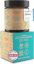 BIO Retinol Creme Hochdosiert + Power Wirkstoffe - Hyaluron, Bakuchiol, Vitamin C,E • Retinal Creme Gesicht von Soena - Feuchtigkeitscreme • Gegen Falten, Akne und vergrößerten Poren