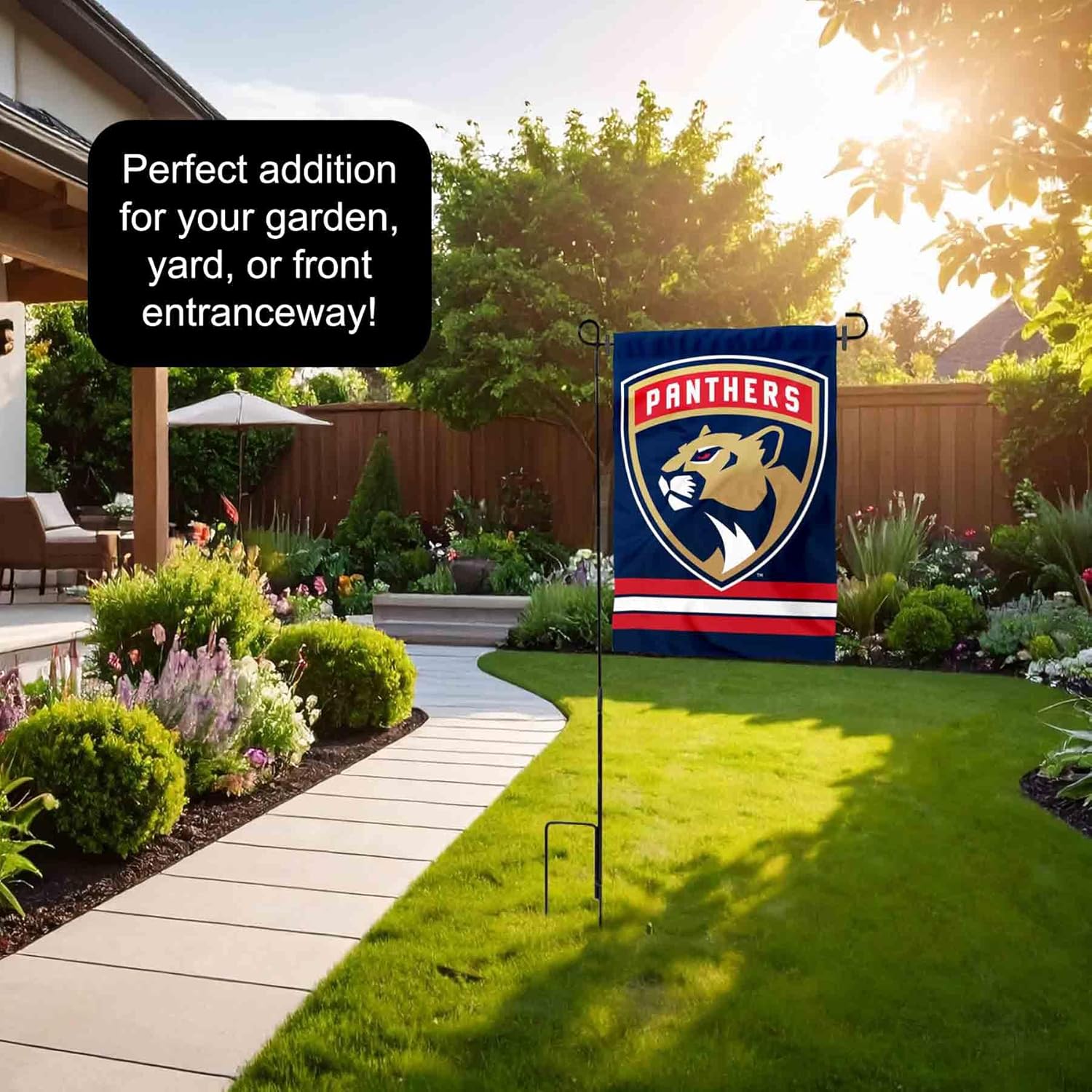 Florida Panthers Garden Flag with Pole Stand Holder - Image 4