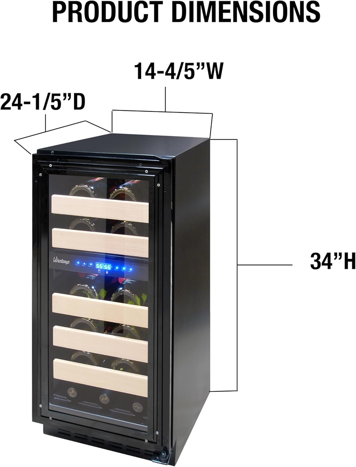 Vinotemp VT-15PR28 Private Reserve Series Panel Ready Dual-Zone Wine Cooler, Black