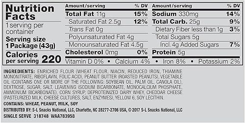 Vista 197 de Lance Galletas sándwich, mantequilla de maní ToastChee, 20 paquetes envueltos individualmente, 6 sándwiches cada uno