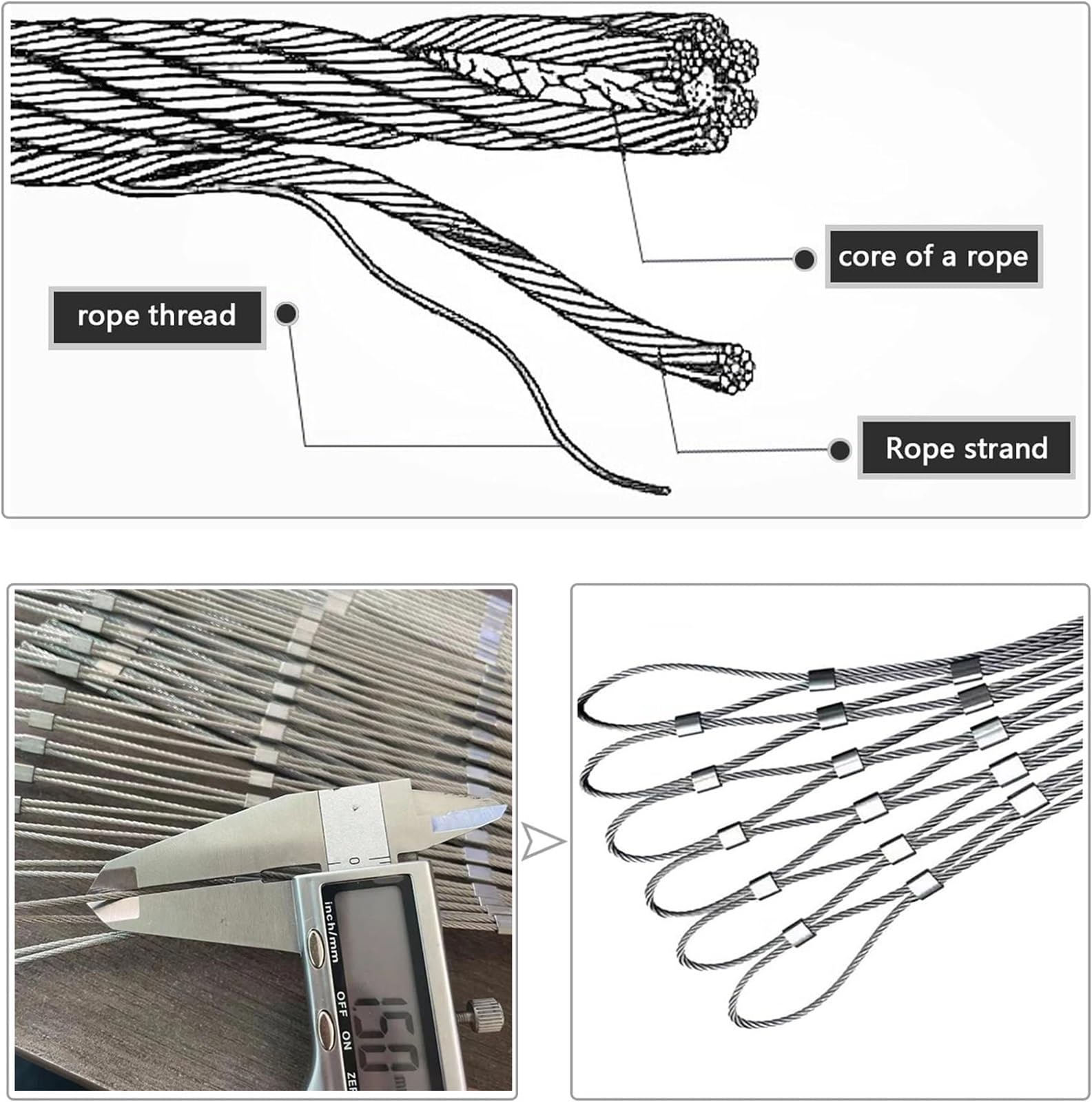 VXHCS 304 Edelstahl-Seilnetz, 8cm/1,5mm Flexibles Seil-Geländer-Netz, für Fußballplatz Zoo-Balkon, Anpassbar (0.8x4m)