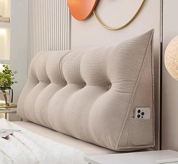 Wedge Headboard Pillow,Headboard Cushion Double Bed Single Bed King Size,Wedge Pillow Headboard with Pocket for Sofa Tatami,WashableSize100x50x20cm,ColorLight Gray