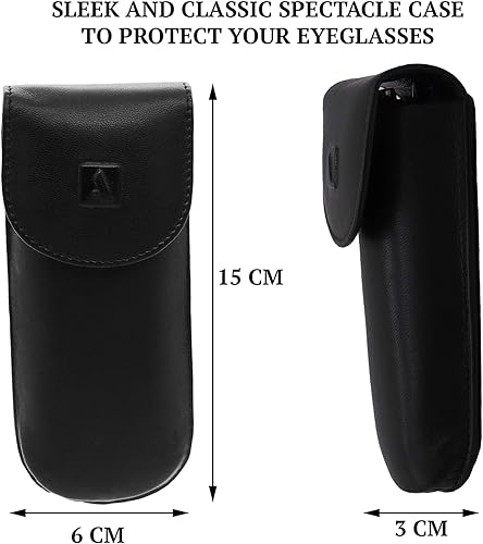 Miniatura 7 de Funda rígida para gafas de cuero genuino de grano completo para hombres y mujeres