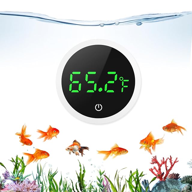 LOFICOPER Aquarium Thermometer Digital Fish Tank Thermometer Stick-on Reptile Thermometer with LED Touch Screen Battery for Fish Aquatic