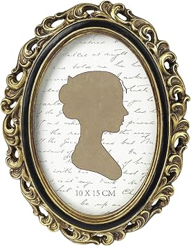 Sunlit Vintage Picture Frame 4x6 Inch, Oval Antique Photo Frames with Glass Front, Luxury Photo Display, Tabletop Wall Hanging, Gift Ideas, Golden Brown