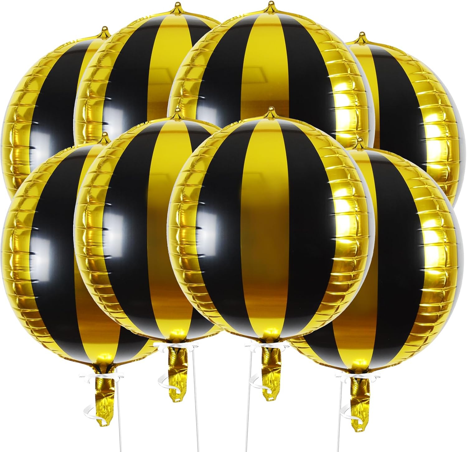 Big Black and Gold Balloons 22 Inch Pack of 8,360 Degree 4D Mylar Black