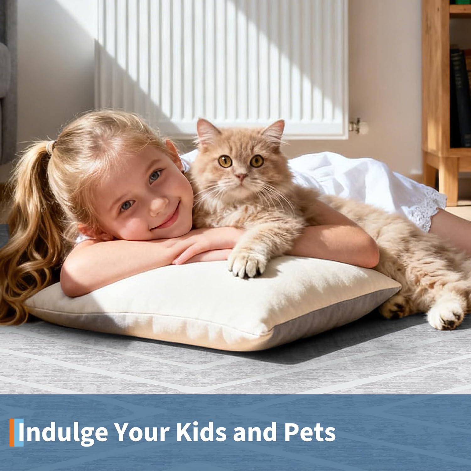 ROYHOME Washable Area Rug 3x5 – Modern Geometric Low Pile Rug with Non-Slip Backing, Soft Neutral Carpet for Living Room, Bedroom, Dining Room & Home Office Grey