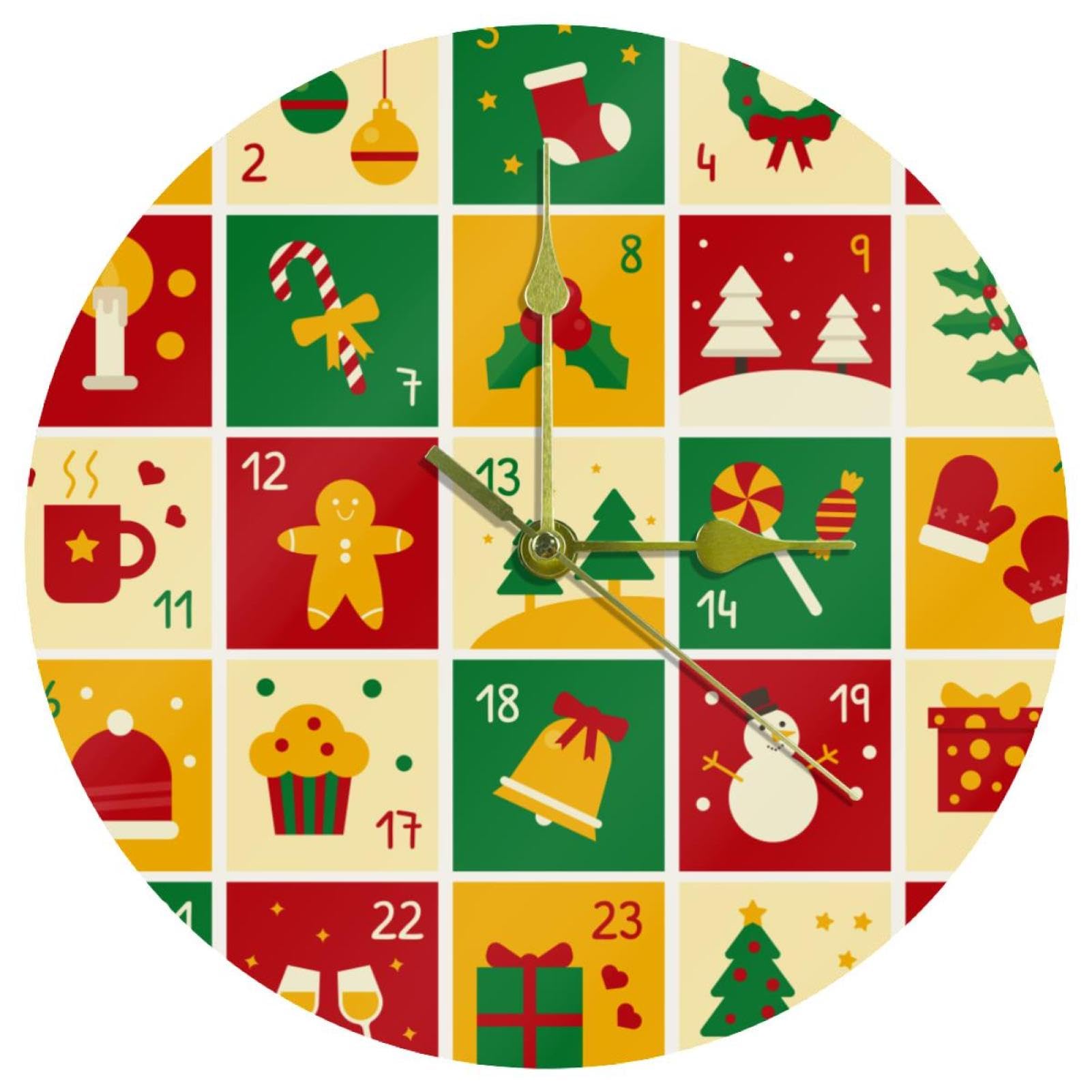 Horloge murale 25,4 cm calendrier de l'Avent pour maison et école