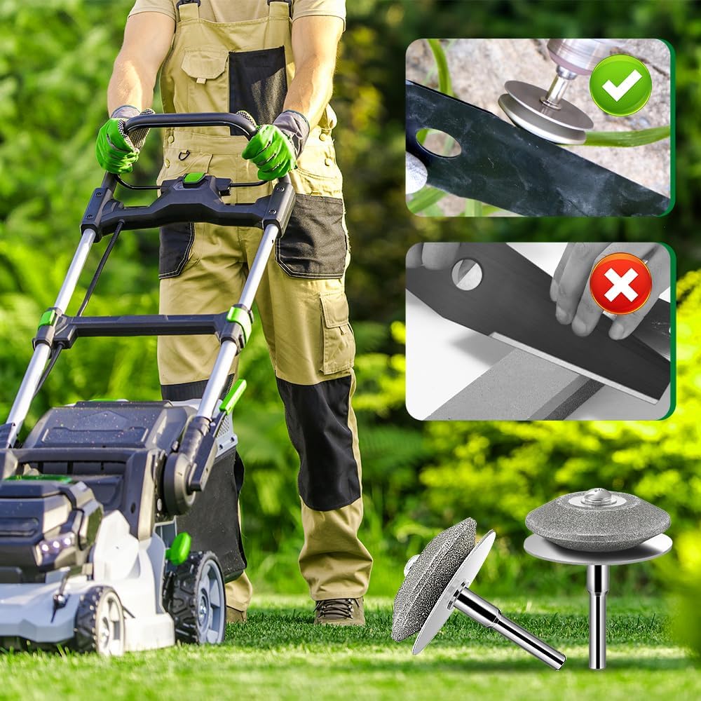 Diamond Lawn Mower Blade Sharpener for Drill, 120 Grit | Compitiable with Any Power Hand Drill for Lawn Mower Blades, Cultivator Blades, Sickle Bar Cutters, Axes, Shovels