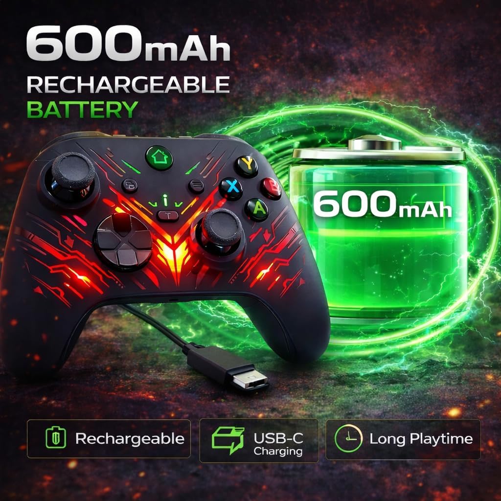 X Box 1 Controller, Gaming Remote for All Series of X-Box One Host and PC Win10+ with Programming Buttons, Turbo, LED Light & Audio Jack, Firmware Upgrade Required from Third Party 8 71GyTUdYEfL. AC SL1024