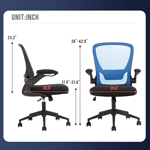 Miniatura 7 de Silla de oficina en casa, silla de escritorio ergonómica, silla de computadora de malla, sillas cómodas con respaldo medio con soporte lumbar y