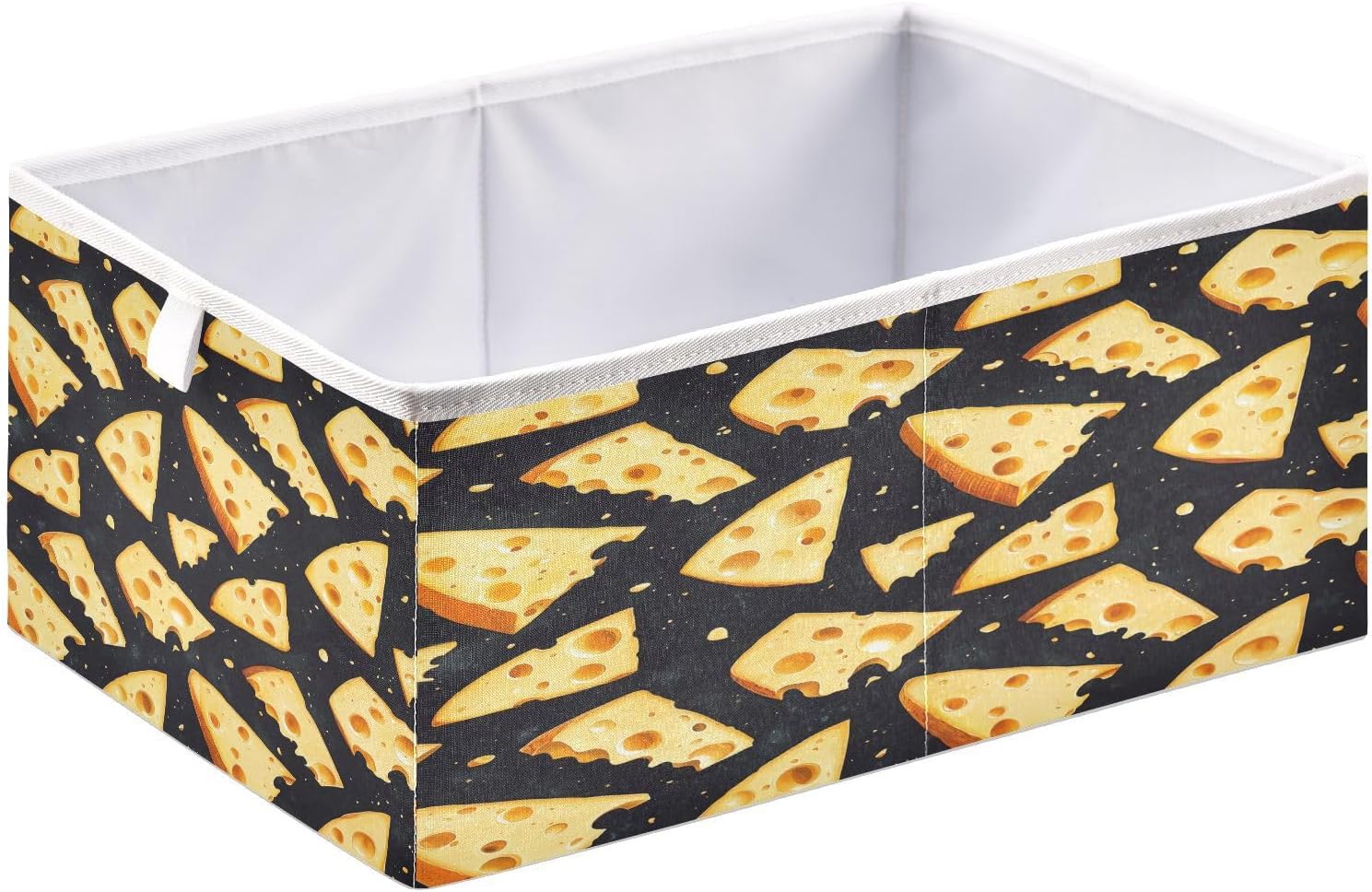 QUGRL Cheese Wedges on Dark Storage Bins Organizer Funny Foldable Clothes Storage Basket Box for Shelves Closet Cabinet Office Dorm Bedroom 15.75 x 10.63 x 6.96 in