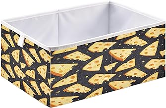 QUGRL Cheese Wedges on Dark Storage Bins Organizer Funny Foldable Clothes Storage Basket Box for Shelves Closet Cabinet Office Dorm Bedroom 15.75 x 10.63 x 6.96 in