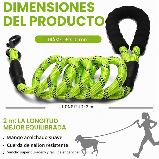 Foto 2 de 7 de deegbbyi Correa para Perros de 2 m, con Cómoda Asa Acolchada