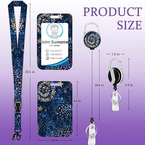 Miniatura 4 de Cordones de noche estrellada para insignias de identificación para mujereshombres, lindo soporte para tarjetas de identificación de Van Gogh