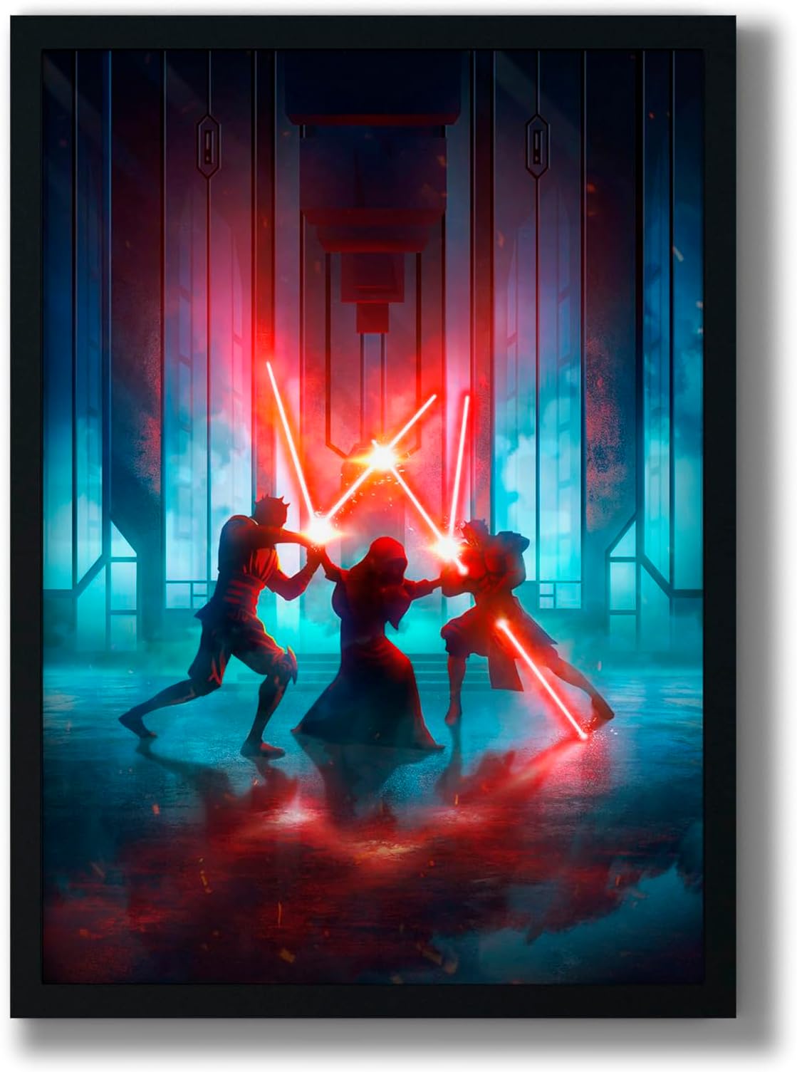 MOMONTS Adventures Darth Sidious vs Maul: Art Without Glass Wall Photo Frame with Poster Serendipity, Dramatic Chronicles Design (Large (12.62 x 18.42), Black)