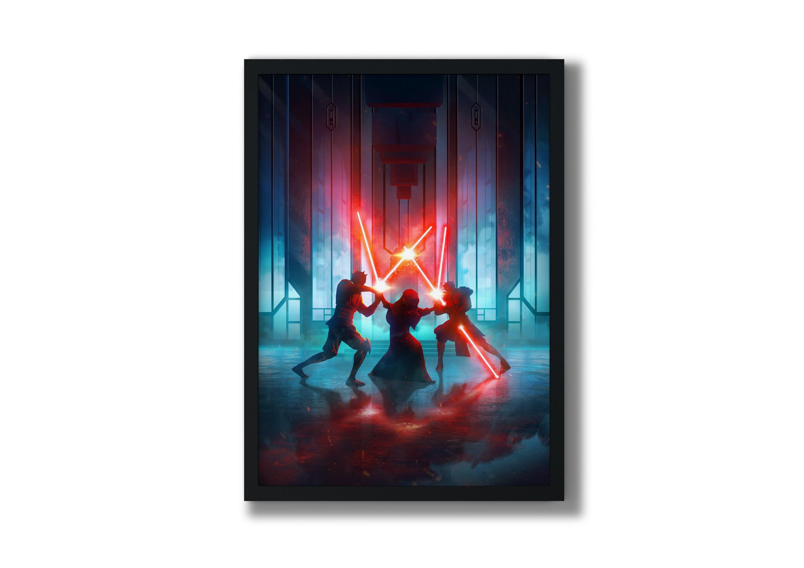 MOMONTS Adventures Darth Sidious vs Maul: Art Without Glass Wall Photo Frame with Poster Serendipity, Dramatic Chronicles Design (Large (12.62 x 18.42), Black)