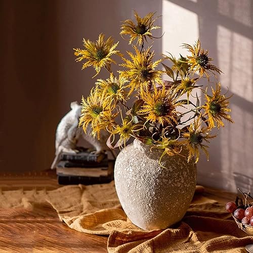 Miniatura 4 de SOSSEG Flores artificiales 4 piezas de flores artificiales con jarrón de cerámica ramo de flores falsas para decoración del día de San Valentín y