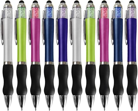 MiSiBao Ballpoint Writing Pens,14 pack 10 count+4 refills with Stylus Tips 1mm Medium Point Pen Black Ink Pen Stylus Pens for iPads