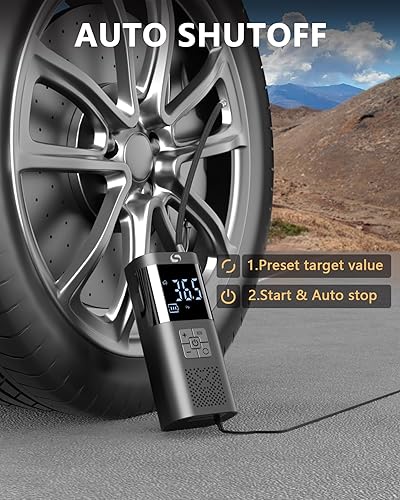 Miniatura 3 de SERVOMASTER Inflador de neumáticos, compresor de neumáticos portátil, inflador de neumáticos inalámbrico con calibrador, accesorios de automóvil