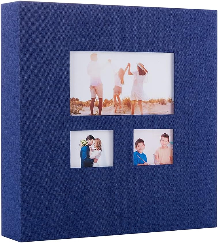 Artmag Linen Photo Album 4x6 320 Photos Large Capacity for Family Wedding Anniversary Fabric Albums Holds 320 Vertical Photos (320 Pockets, Blue)
