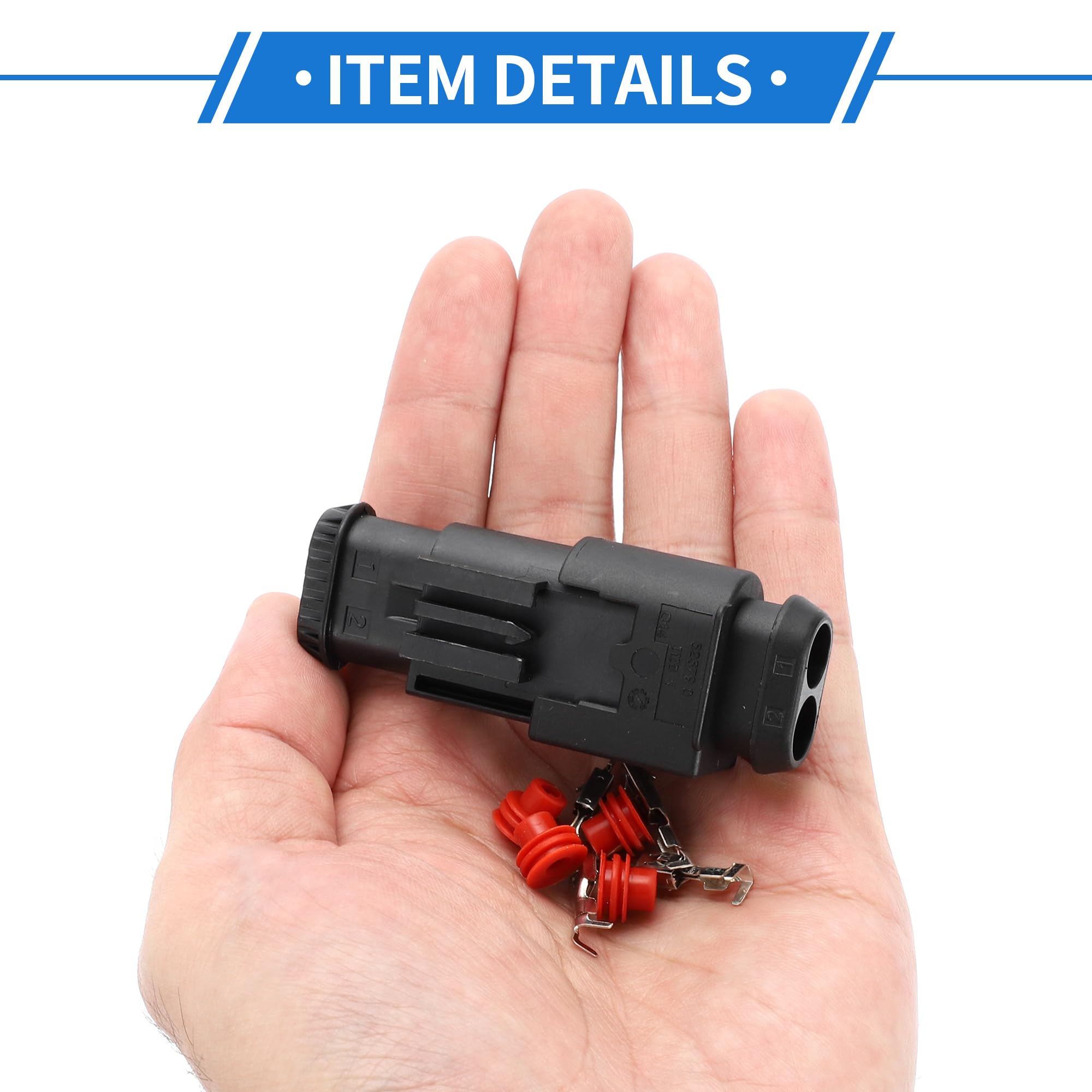 2 Pin Air Pump Connector Stecker-Set Für Mercedes-Benz 1 Set | Schwarz, Kunststoff, Verzinntes Kupfer, Wasserdicht, 3,5 Mm Serie, Männlich & Weiblich, Max 14V, 1.5-10A