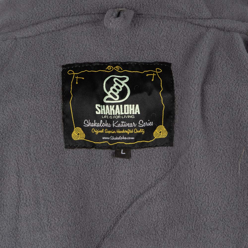 SHAKALOHA - Unifarbene Strickjacke Wolljacke mit Kapuze für Herren - Navigator in grau - im fairen Wettbewerb in Nepal hergestellte Wolljacke mit fleecegefütterter Kapuze