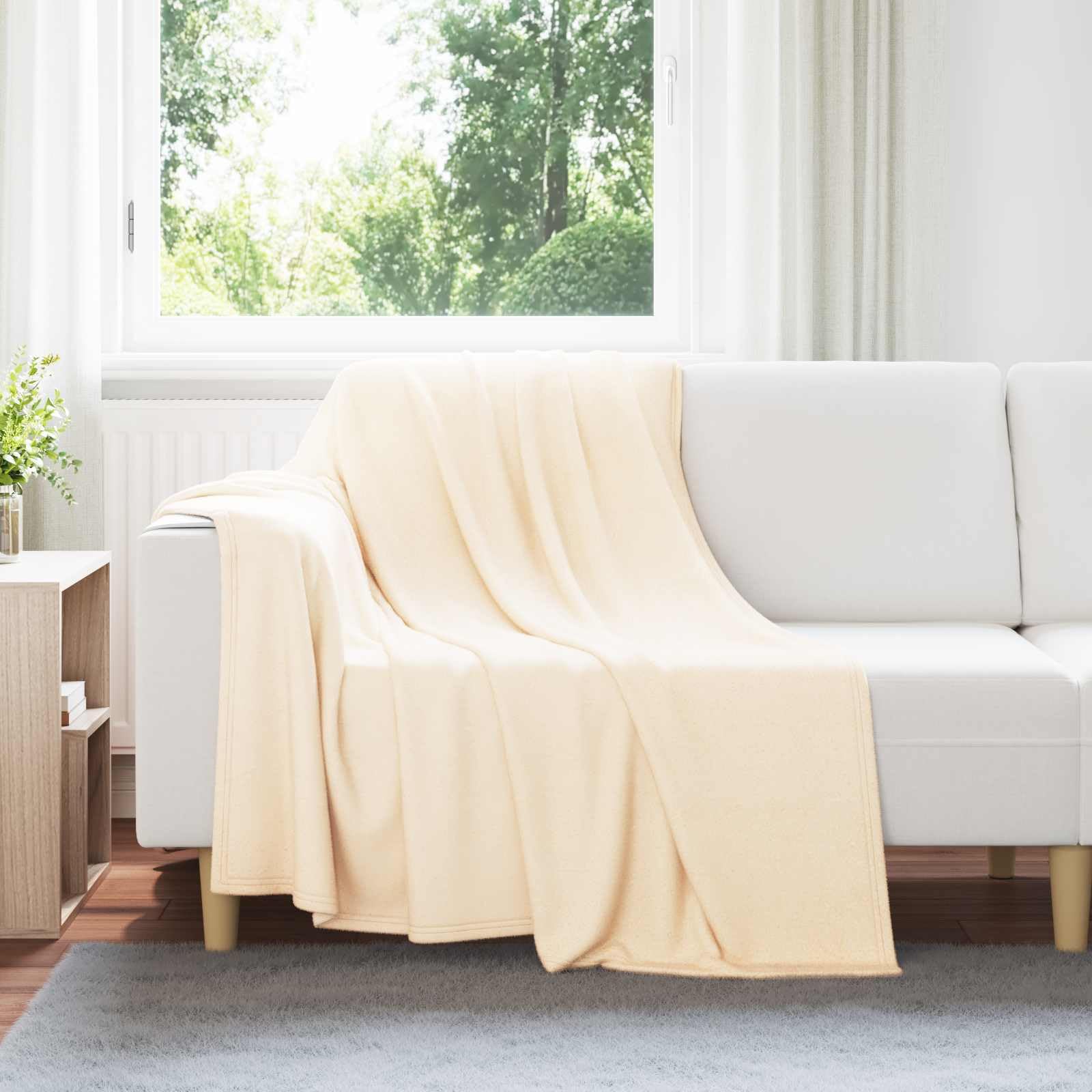 Koc do przytulania, 24 sztuki, kremowy polar, 200 x 150 cm, lekki koc polarowy, ciepły, miękki, na sofę, łóżko, do salonu, sypialni, na kemping i jako dekoracja