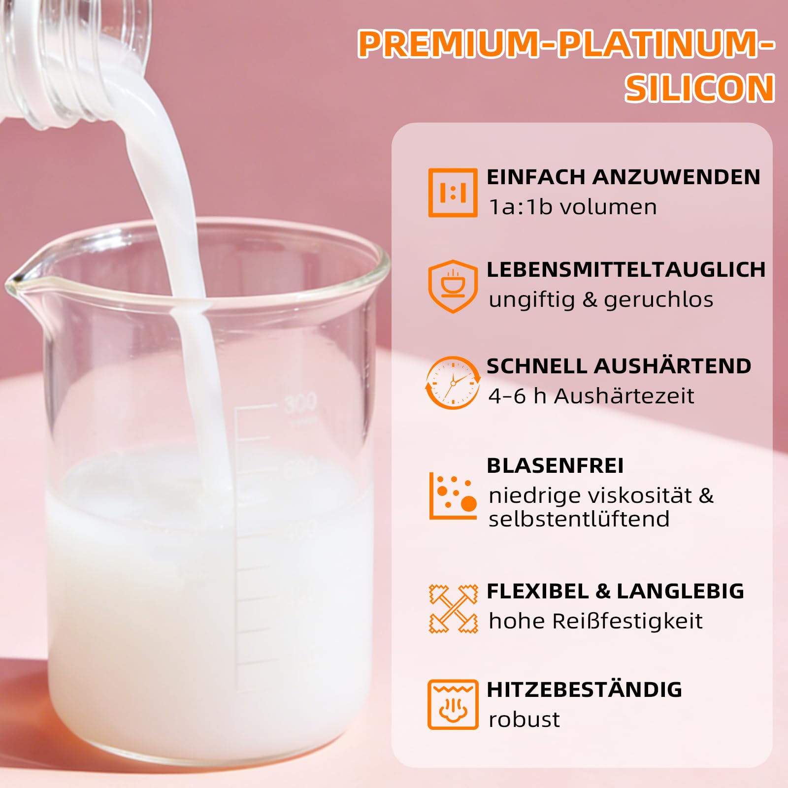 STARTSO WORLD Abformsilikon, 10A Flüssiges Silikon/Gießsilikon, Silikonkautschuk für den Formenbau, ideal für DIY Harzformen, Kerzenform, Seifenform, Gießen, Basteln (Transluzent,4.52KG)