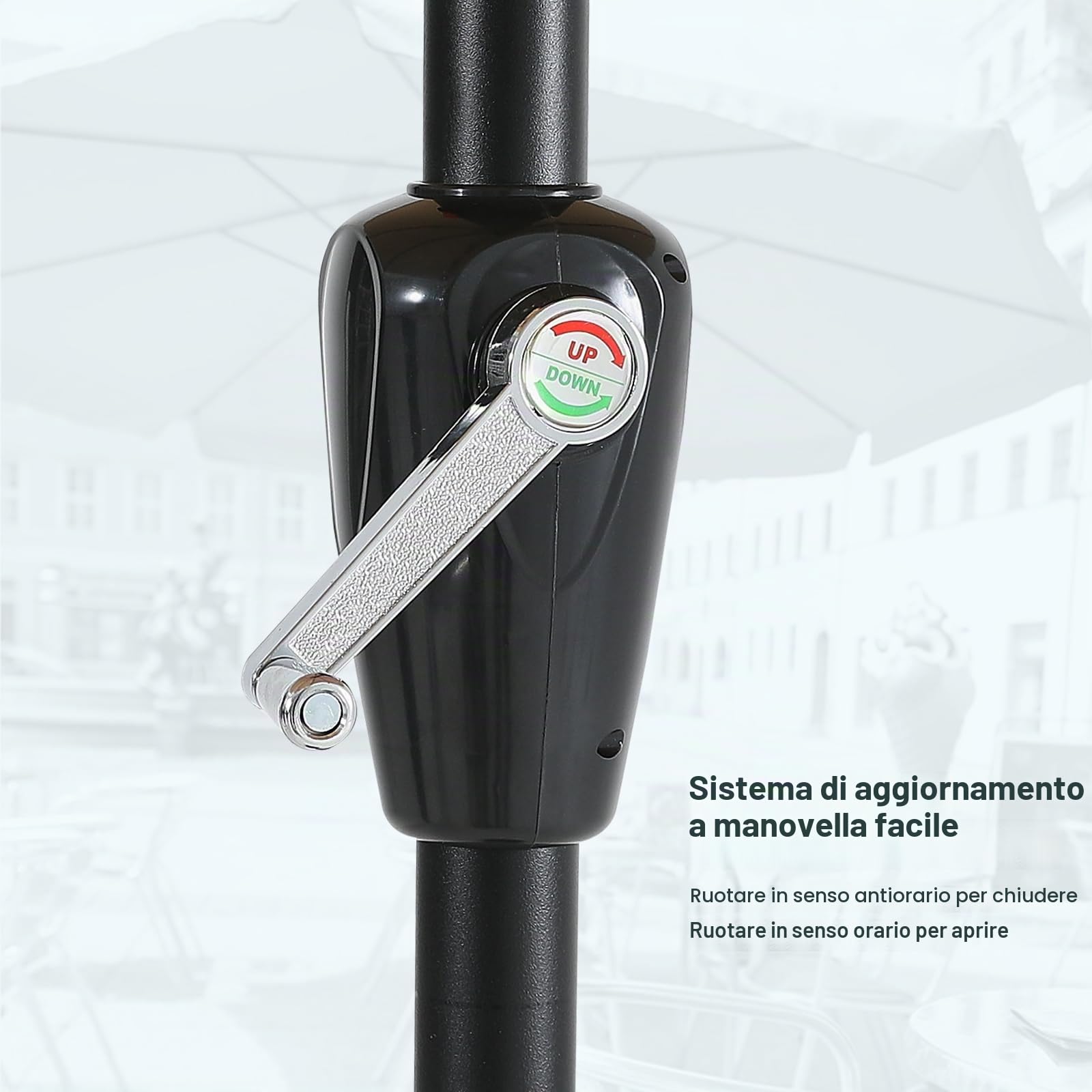 MasterCanopy Mantovana ombrellone per tavolo da esterno – 8 stecche (2,7 m, grigio chiaro) | Inclinazione regolabile, protezione solare UPF50+, per patio, giardino, terrazza, mercato
