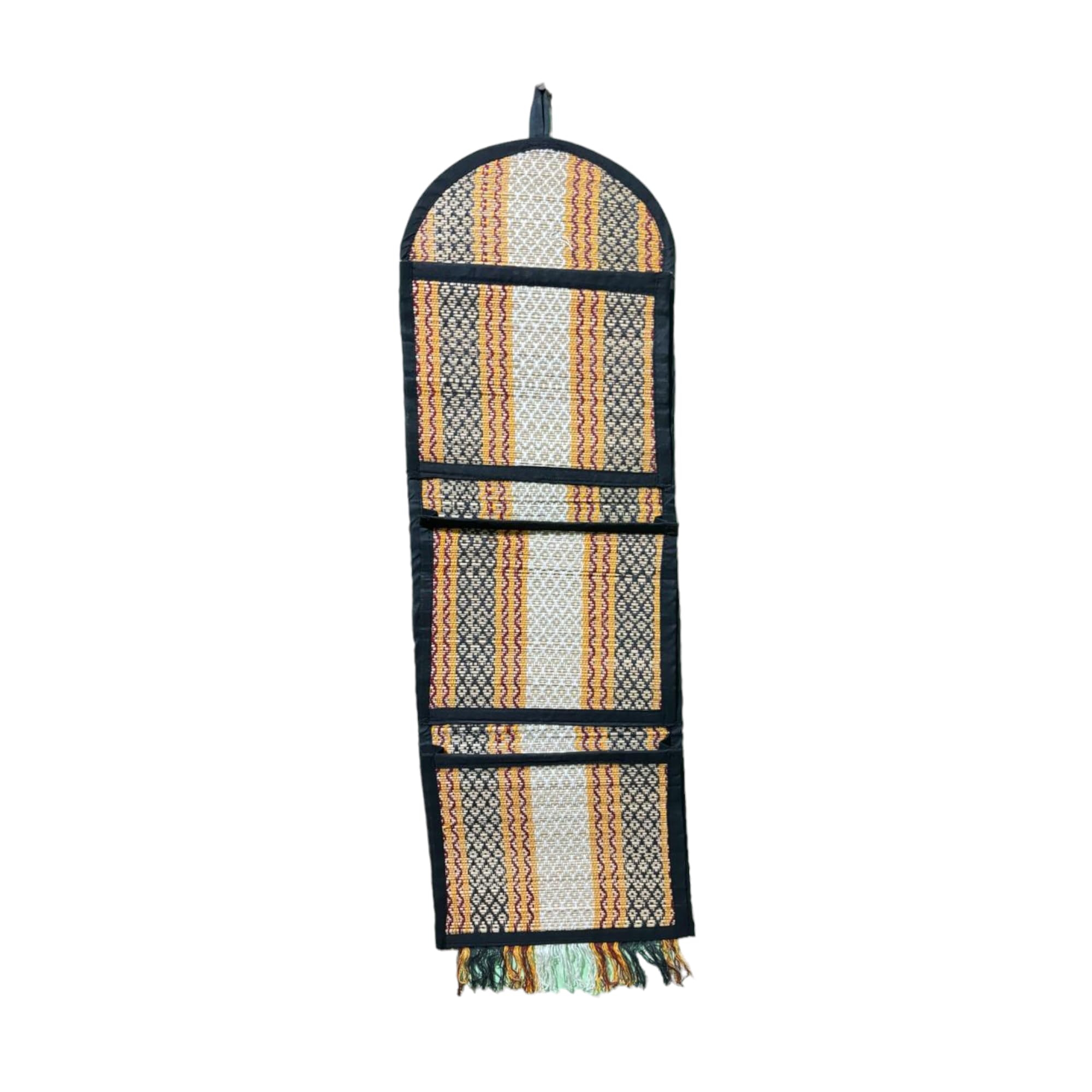 Karru Krafft Madurkathi River Grass Sedge Wall Hanging, Perfect For Storing Magazines, Letters, Bills, Notes, Remotes, Diaries, Pens, Keys, Envelops, Cosmetics or Other Essentials (9 x 25 inch), Black-image-33