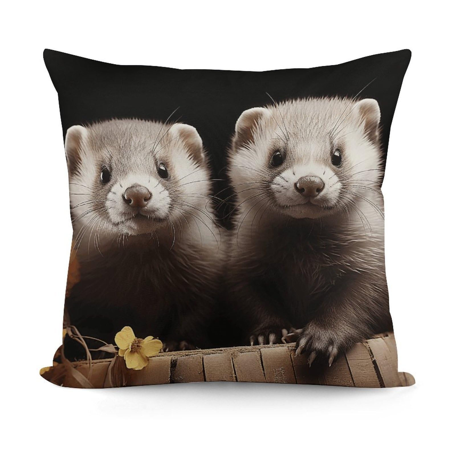 VstaDank Decorative Ferrets Throw Pillow Covers Luxury Soft Pillowcases Fluffy Plush Accent Pillow Cases Personalized Square Lumbar Pillows Shells for All Seasons 18" X 18"