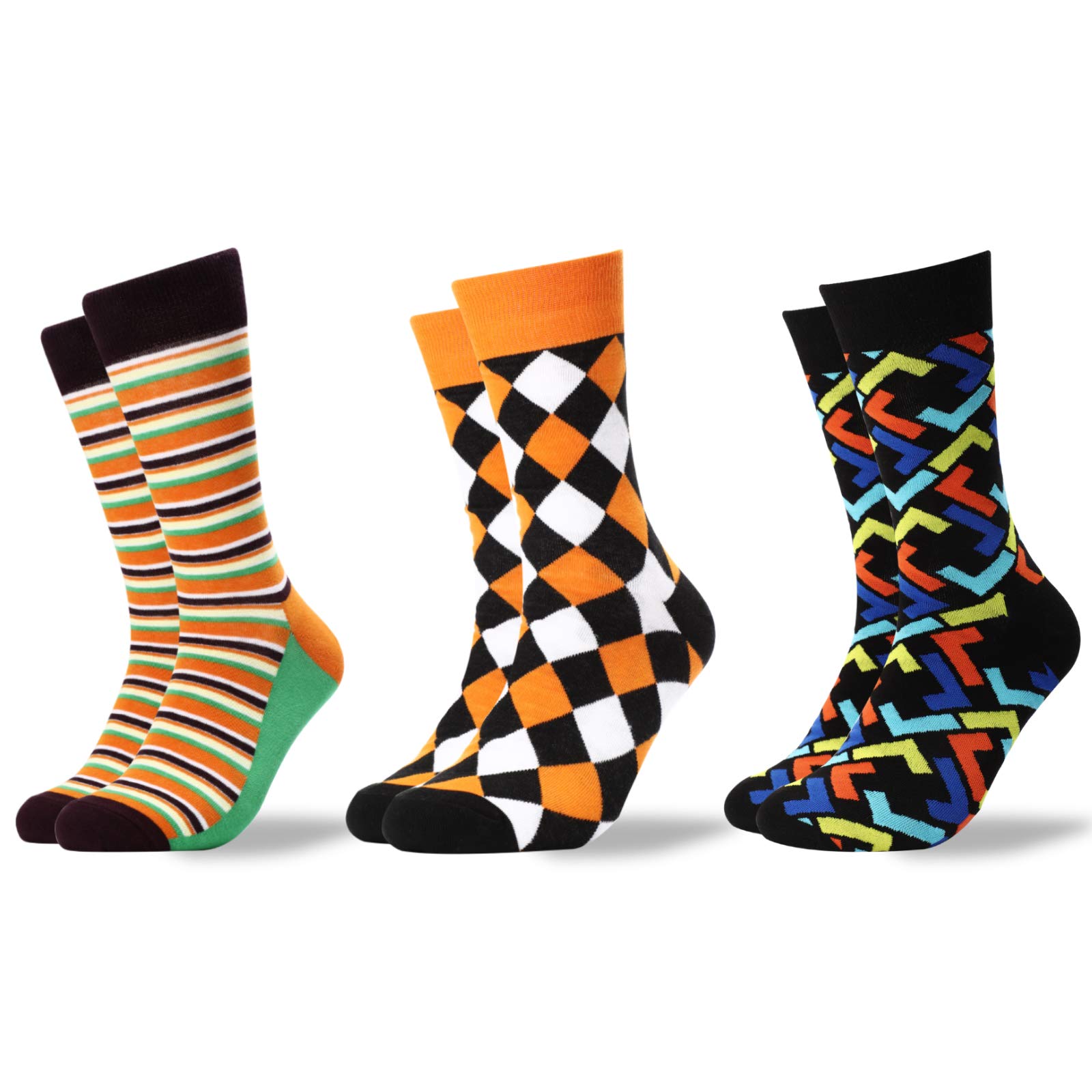 Frontsea3 Pairs Men's Funny Socks, Crazy-Socks Moisture Wicking, Comfort, and Breathable