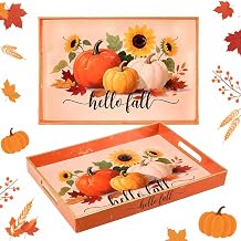 Fall Serving Tray with Handles, Acrylic Rectangular Party Platter