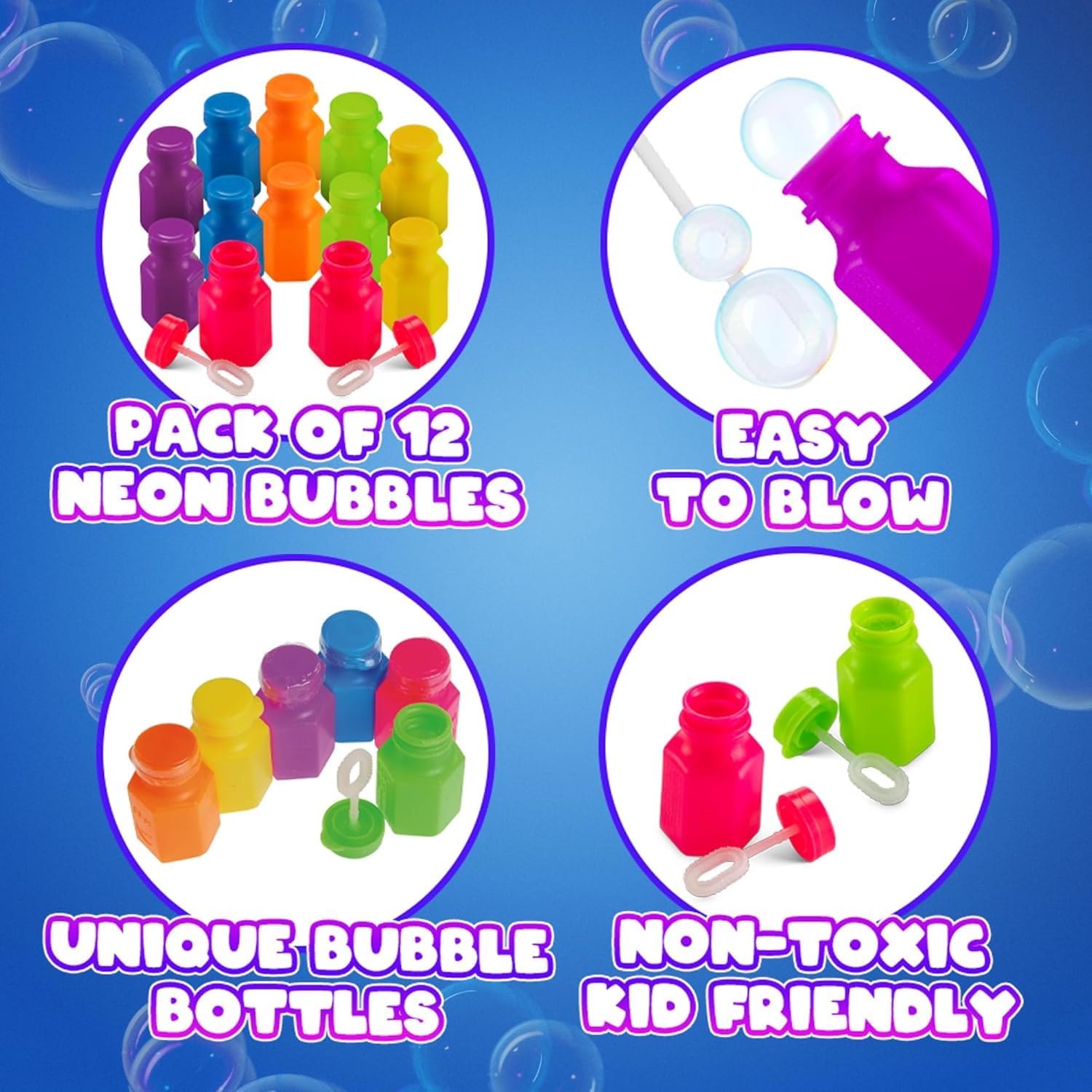 Amazon.com: Mini Neon Party Bubbles for Kids - (Pack of 12) Bulk