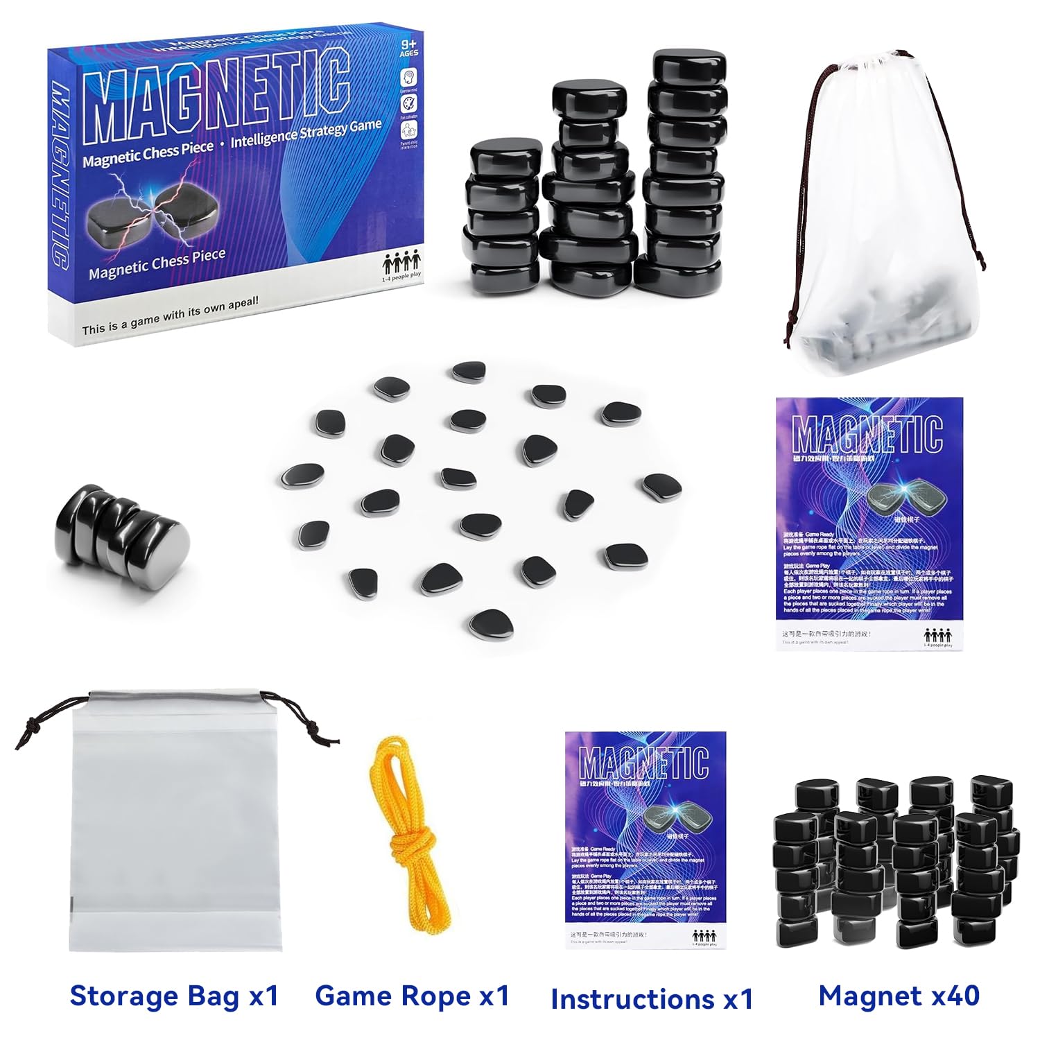 Magnetspiel,40 Stück Tragbares Magnetisches Schachspiel,Tischspiele Magnetisches Schachspiel,Tragbares Schach Magnetisch Magnetisches Spiel für Erwachsene Partyzubehör für Familientreffen (40I)