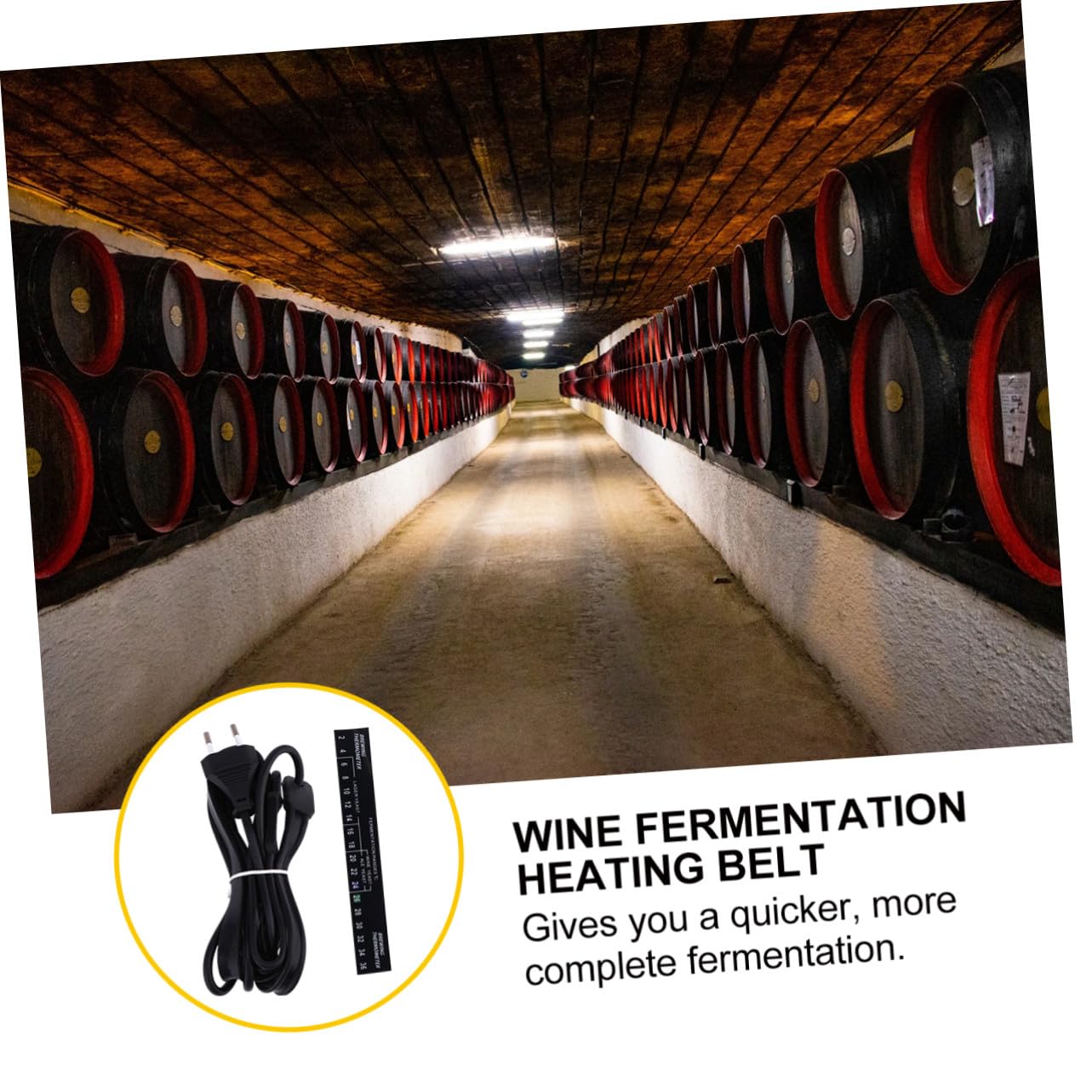 Ceinture Chauffante pour Fermentation du Vin Électrique en Caoutchouc De Silicone Noir, Alimentation Ac220-240v, pour Brassage Domestique Et Bière, Accessoire Vinification Facile à Utiliser