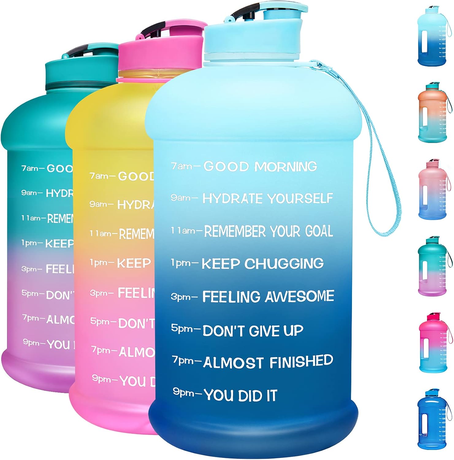 Venture Pal Motivational Water Bottle with Time Marker - 1 Gallon/ 128 Oz Reusable Water Jug with Handle and Measurement Scale - Leakproof Large Water Bottle for Gym, Office, Home