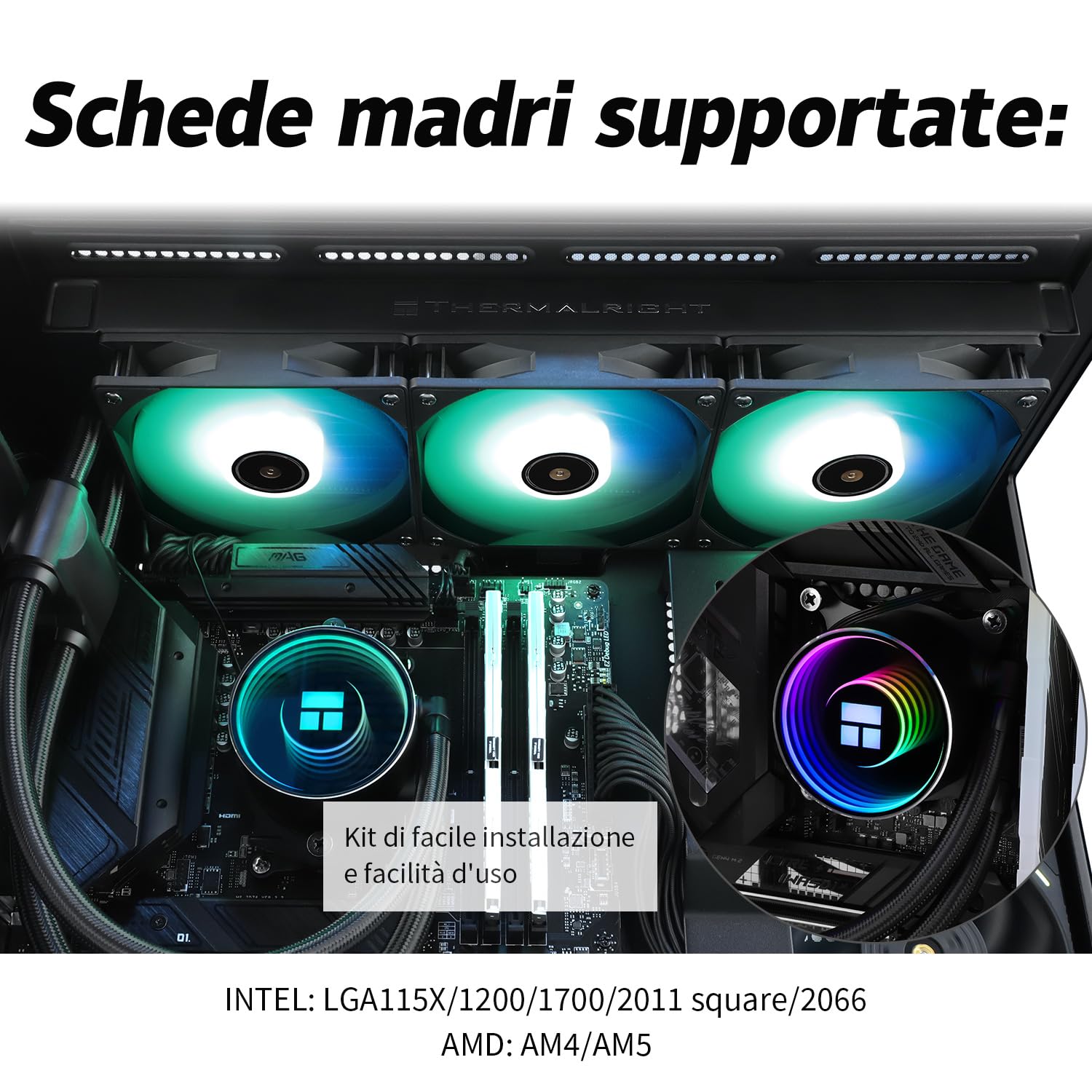 TR Frozen Notte 360 BLACK ARGB, specyfikacja czarnego chłodnicy CPU 360, 3 x wentylator PWM, łożysko S-FDB V2, odpowiednie do AMD/AM4 AM5, Intel LGA 1700/1851/1151/1200/2011