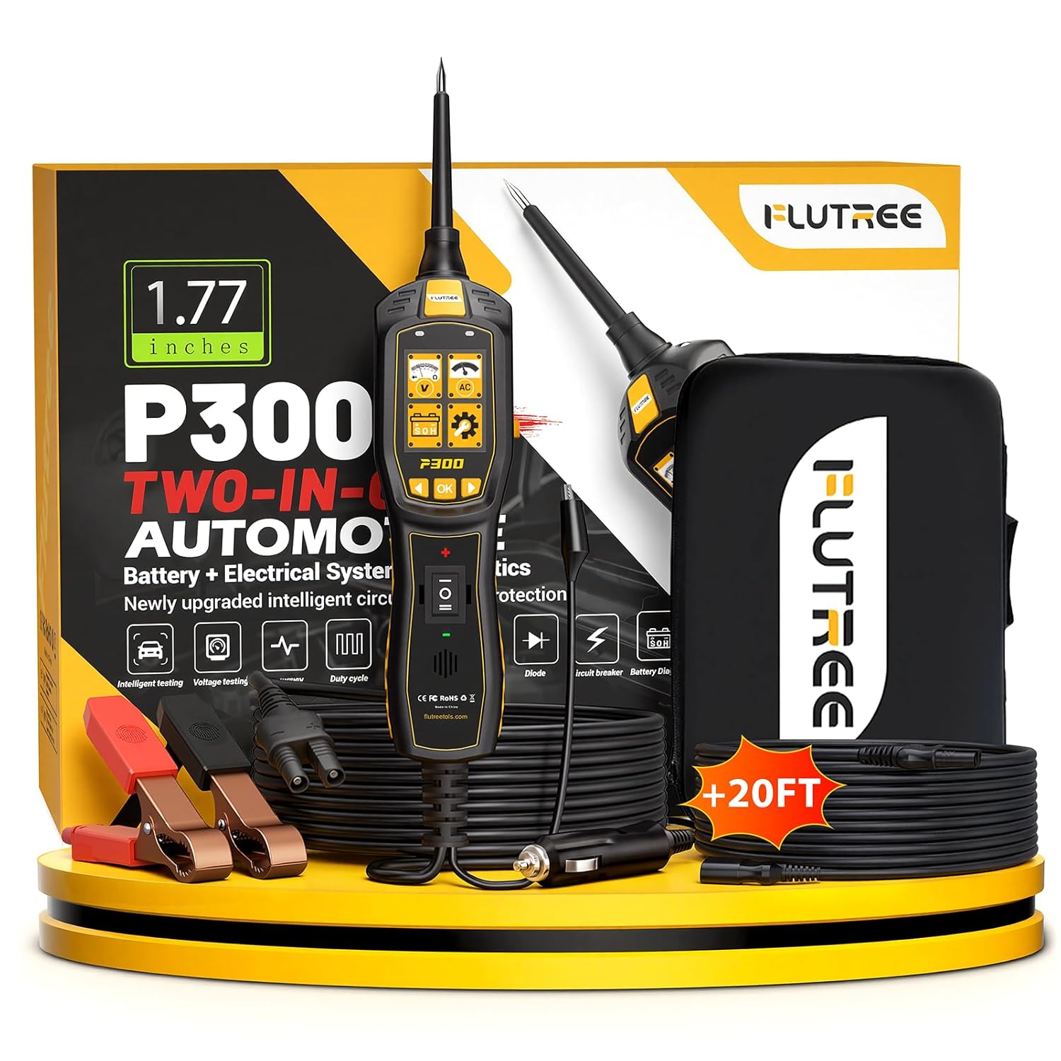 P300 6-30V Automotive Circuit Tester - Circuit Tracker, Circuit Breaker Finder Tool & Car Battery Tester, Relay Tester with 20FT Extension Cords for 12V/24V Cars, Trucks, Boats, Trailers