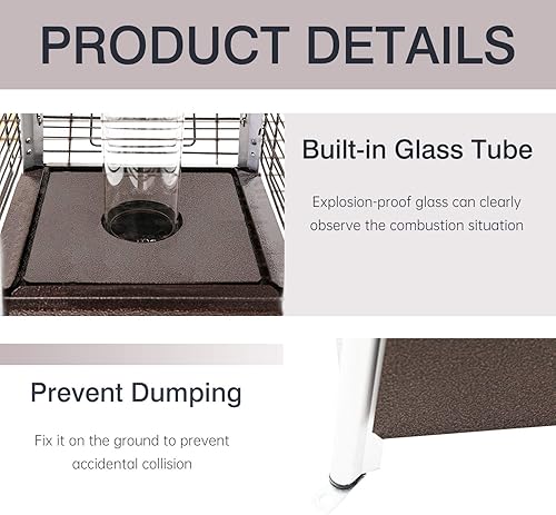 Miniatura 6 de Betterland Pyramid - Calentador de propano para exteriores de 89.4 pulgadas con ruedas 41000 BTU, certificado ETL y CSA, bronce martillado